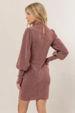 Glitter Mock Neck Mini Dress - Image 3
