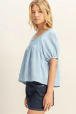 Bohemian Crochet Puff Sleeve Peasant Blouse - Image 2