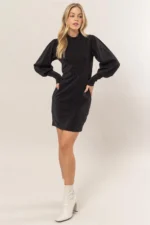 Glitter Knit Long Sleeve Mini Dress