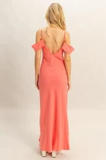 Coral Ruffle Off-Shoulder Maxi Dress - Image 3