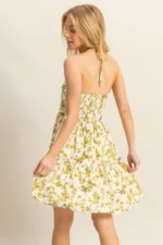 Vibrant Floral Halter Tiered Mini Dress - Image 3