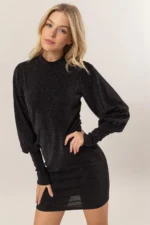 Glitter Knit Long Sleeve Mini Dress - Image 2