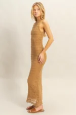 Sleeveless Crochet Open Back Maxi Dress - Image 2