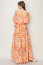 Floral Off Shoulder Tie Front Maxi Dress - Image 3