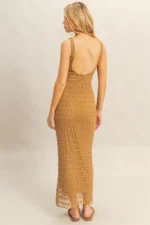 Sleeveless Crochet Open Back Maxi Dress - Image 3