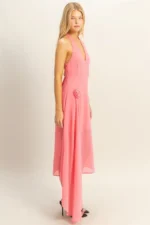 Chiffon Halter Asymmetrical Hem Maxi Dress - Image 2