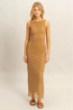 Sleeveless Crochet Open Back Maxi Dress